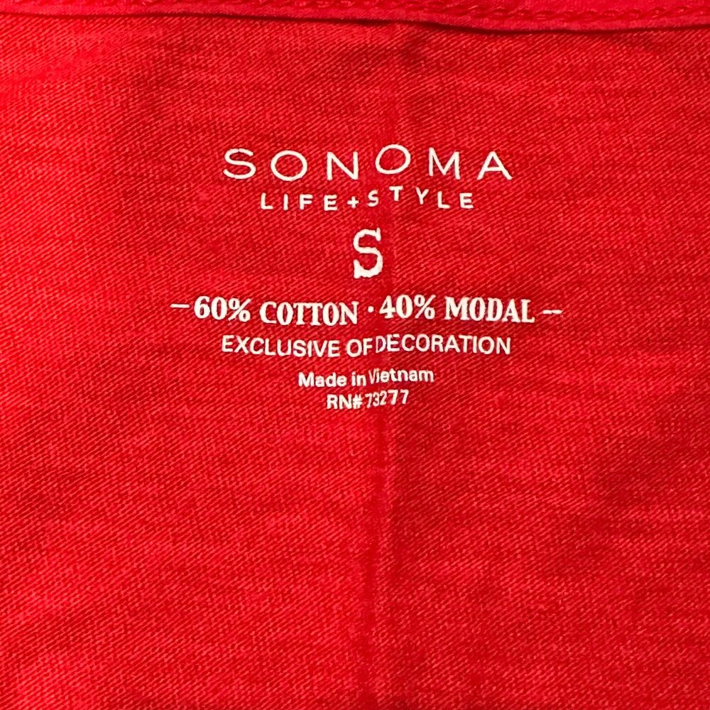 🌼 Sonoma Life + Style Red Embroidered Sleeveless High-Low Tank Top Blouse - Picture 3 of 5